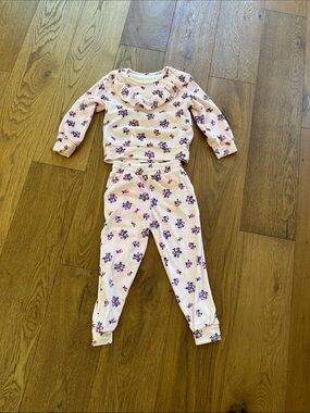Toddler Pink Floral Ruffle Neck Top & Jogger Set